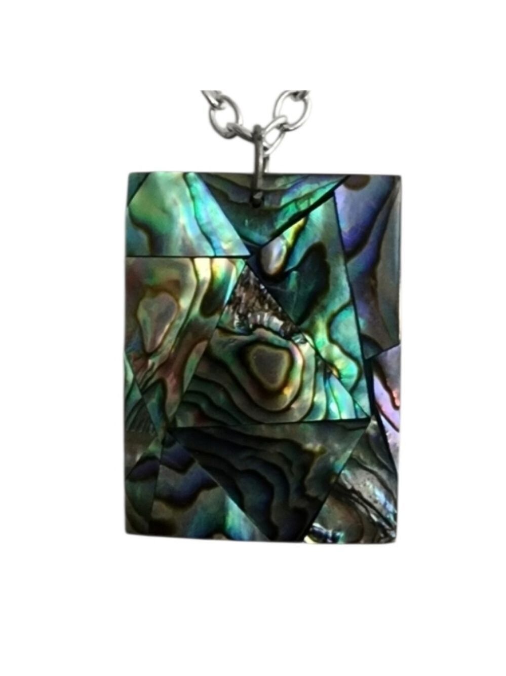 Silvertone Necklace with Abalone Pendant